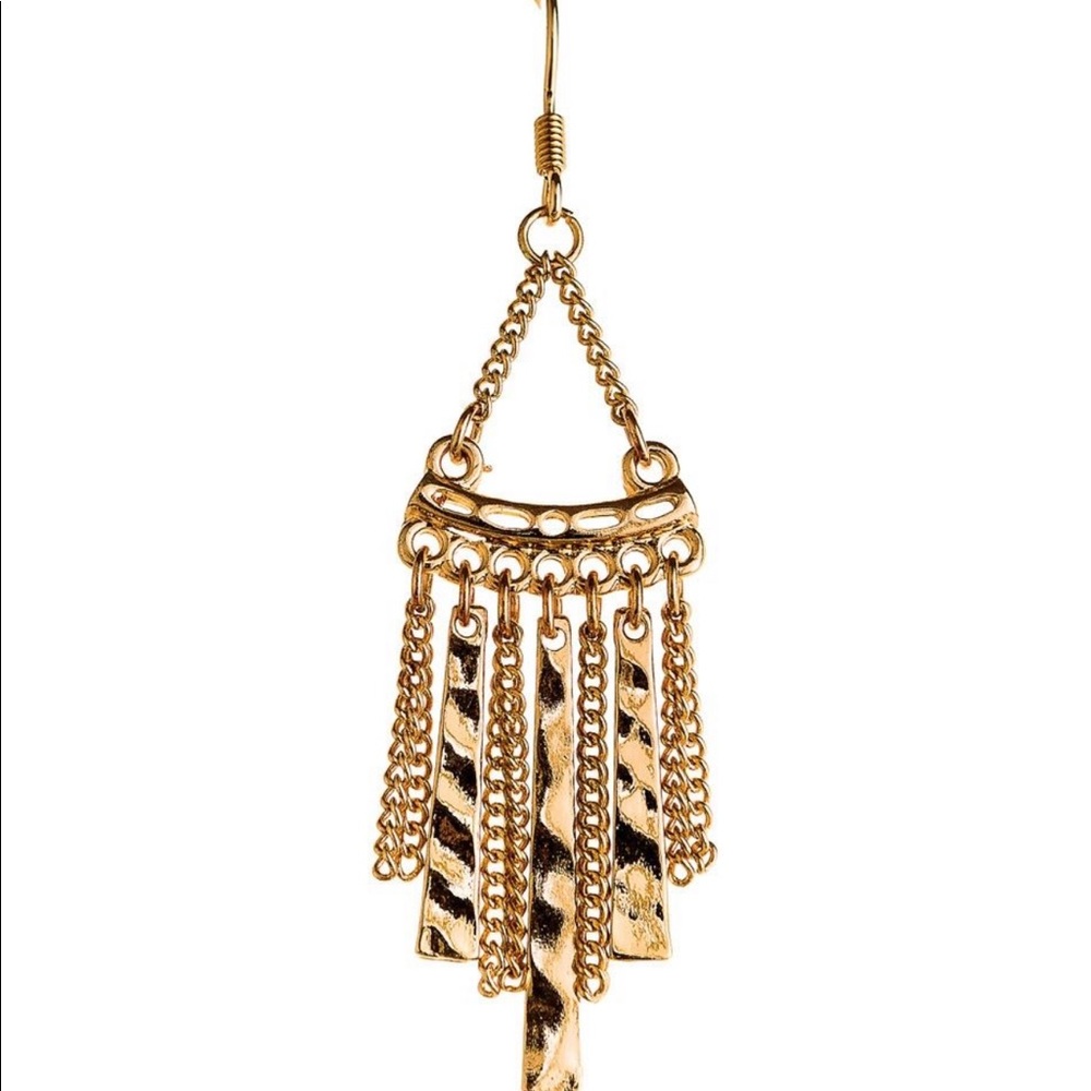 Gold Chain Bar with Chain and Bar Drops Earrings
